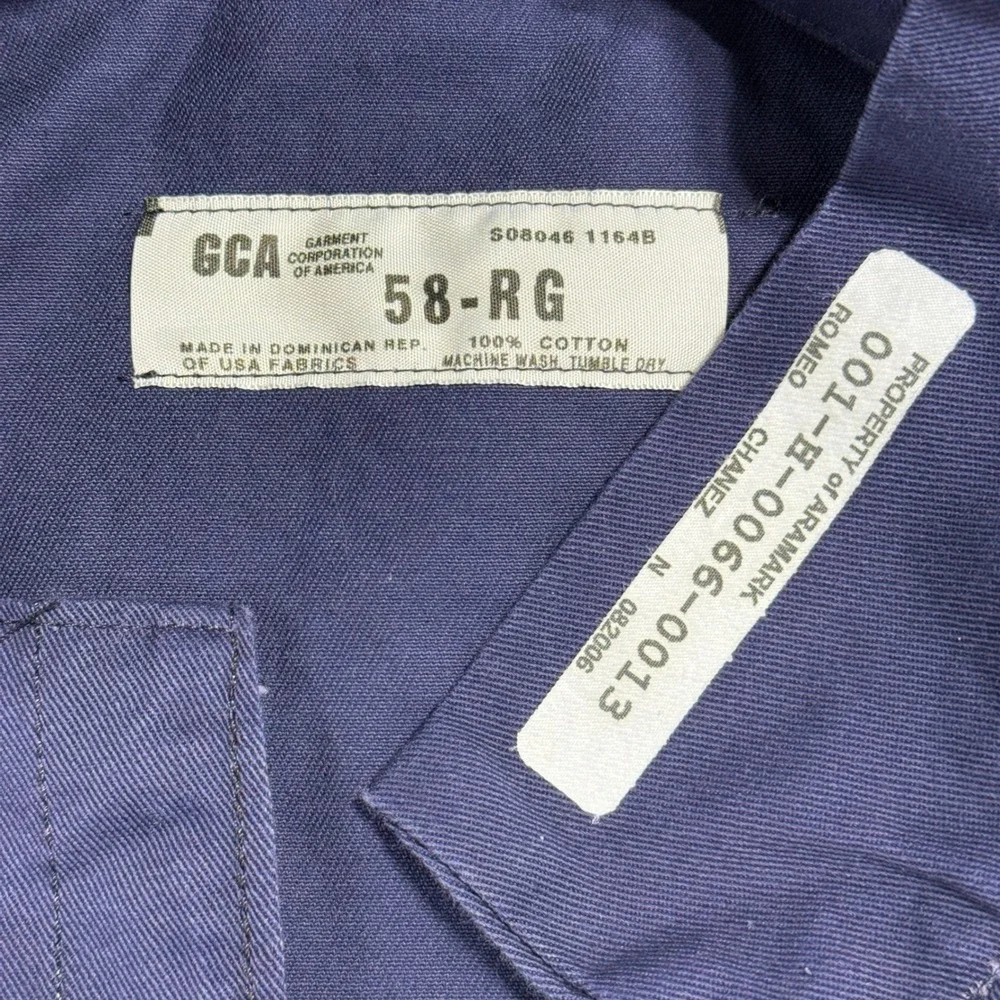 GCA Work Coveralls Mens 58-RG‎ Navy Blue Cotton Twill Industrial Utility Suit